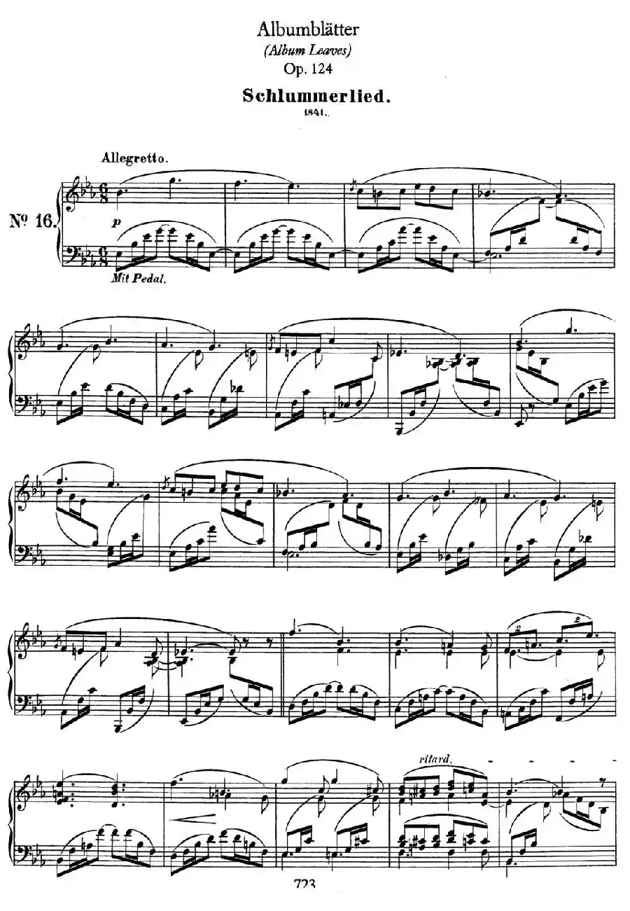 Albumblätter Op.124（纪念册页）（No.16）