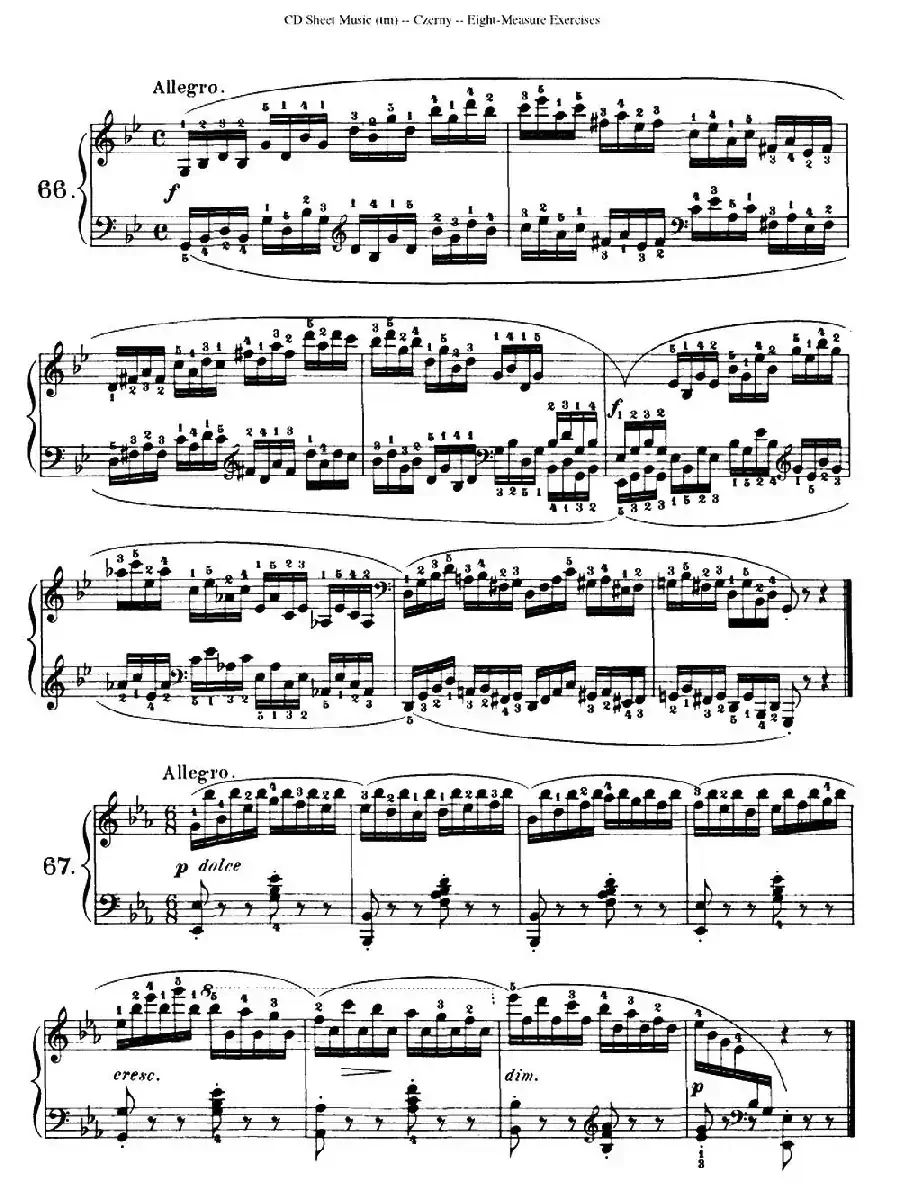 160 Eight- Measure Exercises.Op.821（车尔尼160首钢琴八小节练习曲（54——71））