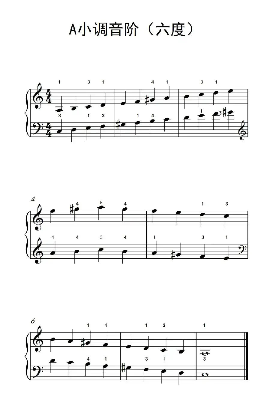 A小调音阶(六度)(儿童钢琴练习曲)