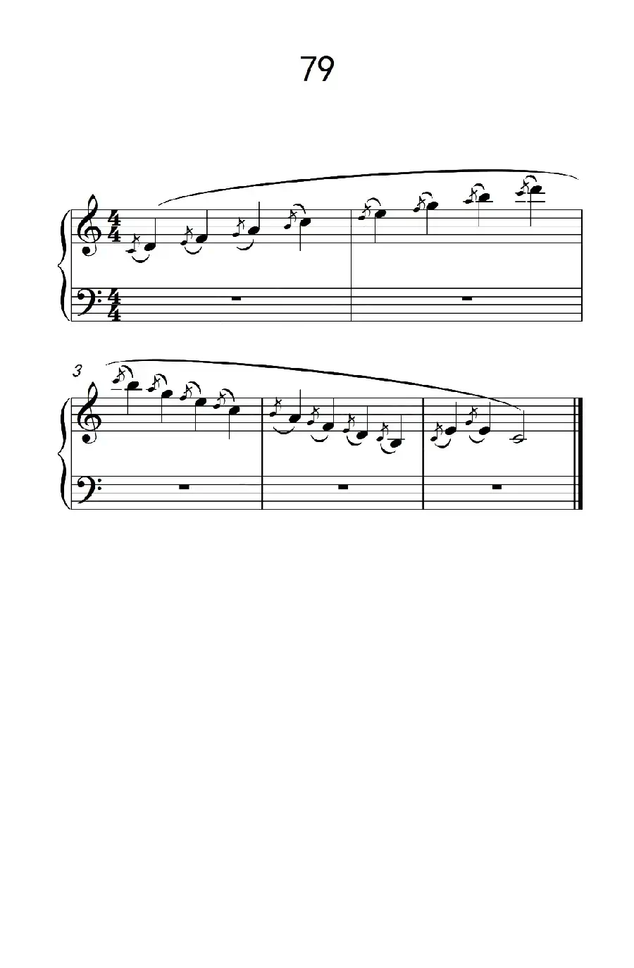 使大指灵活转动的单手练习 79(儿童钢琴手指练习 2)