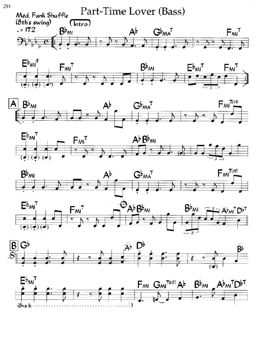 Part-Time Lover(爵士钢琴曲)