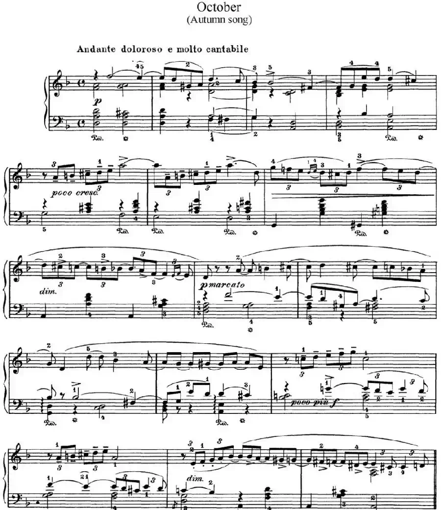 柴可夫斯基 四季 10月 秋之歌 d小调 Autumn Song D minor