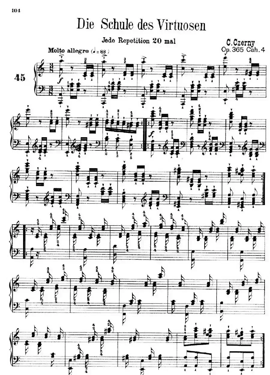 School of the Virtuoso Op.365（60首钢琴高级练习曲·45）