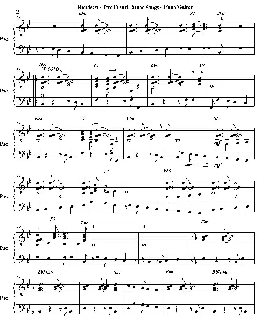 Two French Xmas Songs（钢琴、吉他分谱）