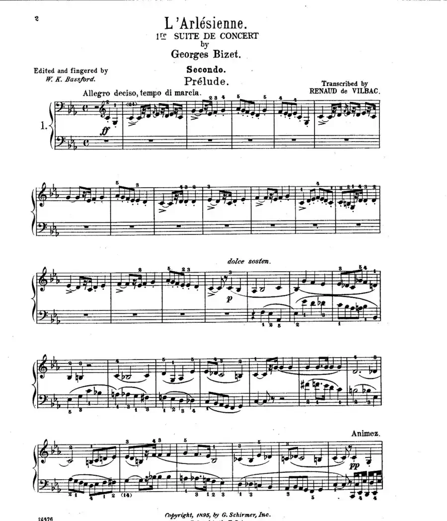 L'Arlesienne Suite No·1（阿莱城姑娘·第一组曲·四手联弹）