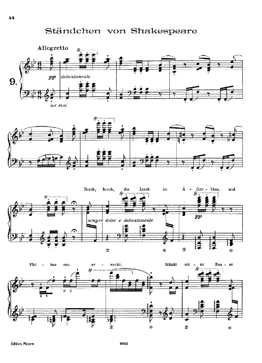 Standchen von Shakespeare （听、听，云雀）