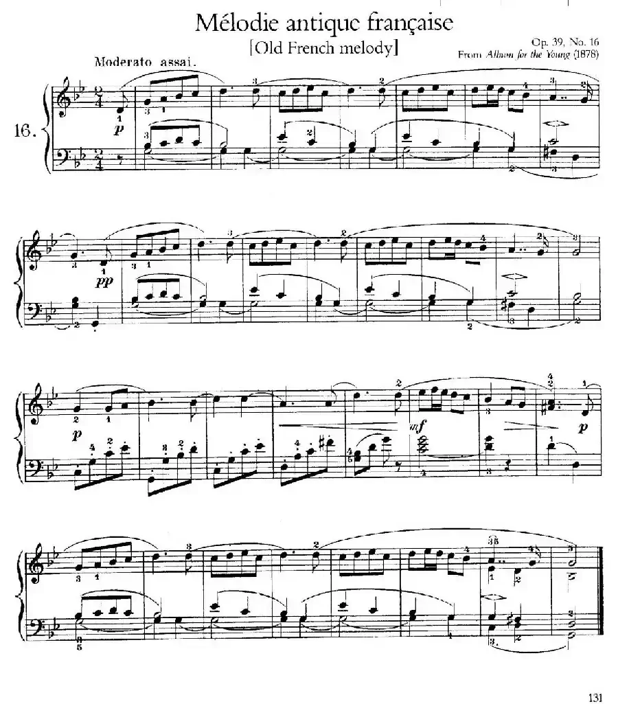 Album for the Young Op.39（儿童钢琴曲集）（16. 古老的法国旋律 Old French Melody）