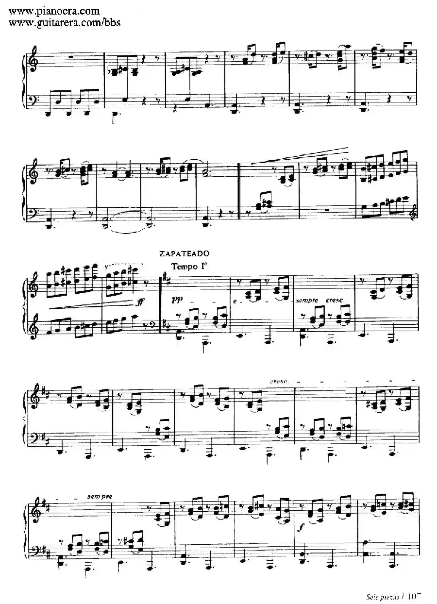 Six Pieces on Spanish Folksongs H.125（6首西班牙民谣小品·7. 踏步舞曲 Zapateado）