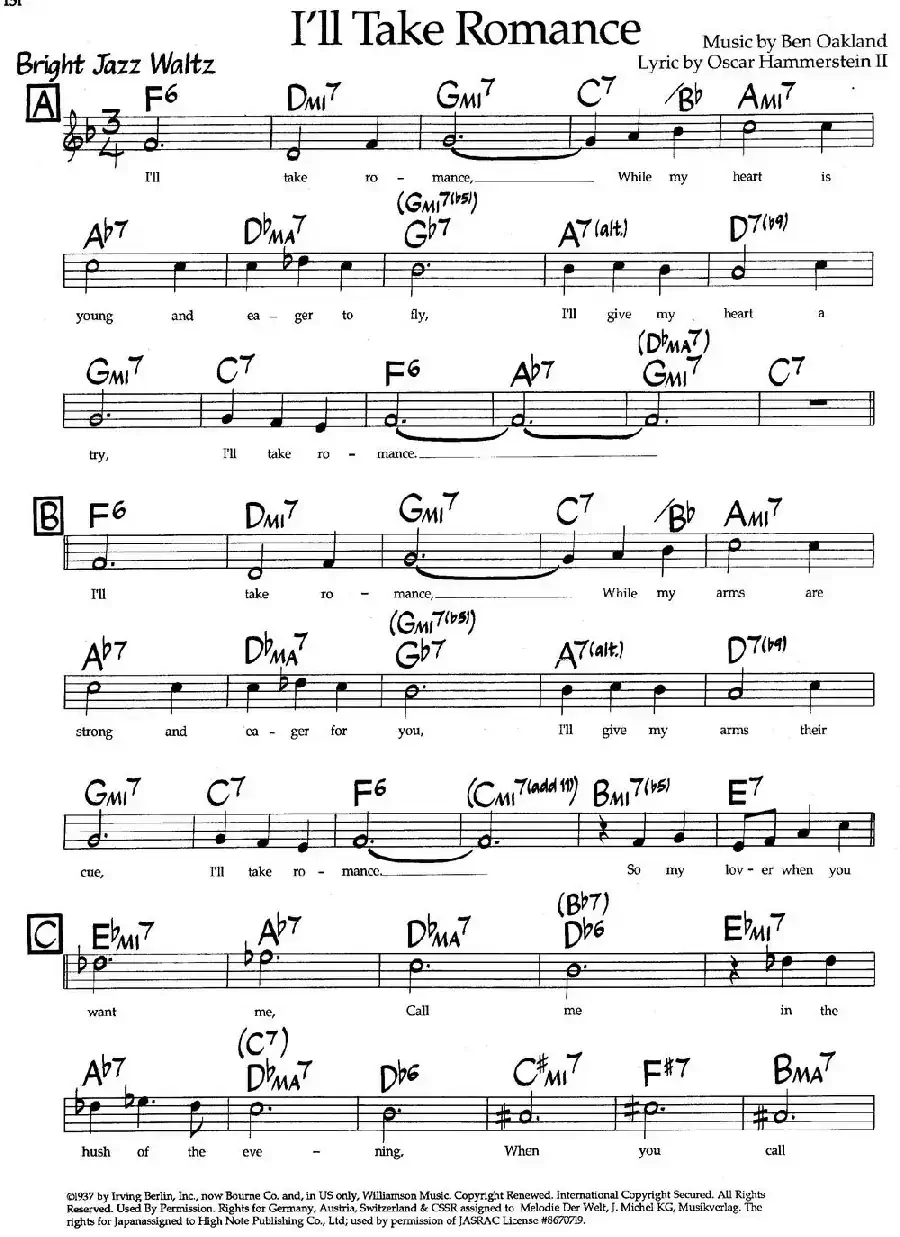 I'll Take Romance（爵士钢琴曲）