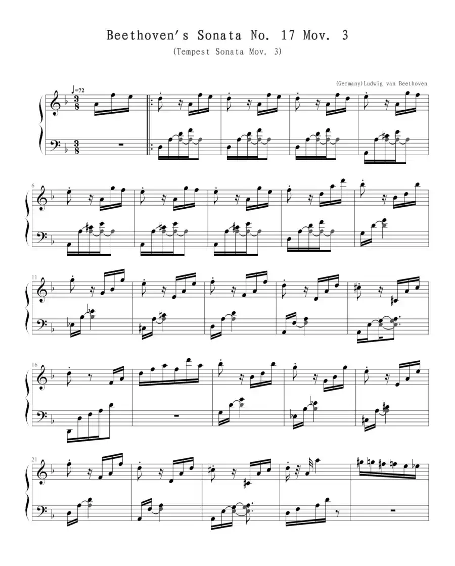 暴风雨(Beethoven's Sonata NO.17 Mov.3 )