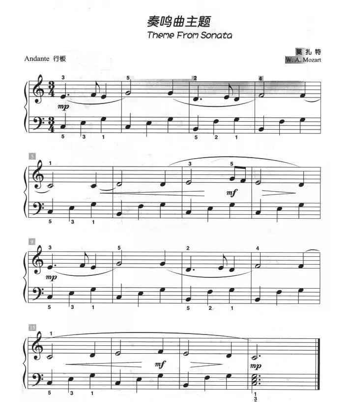 奏鸣曲主题（儿童古典钢琴小品）