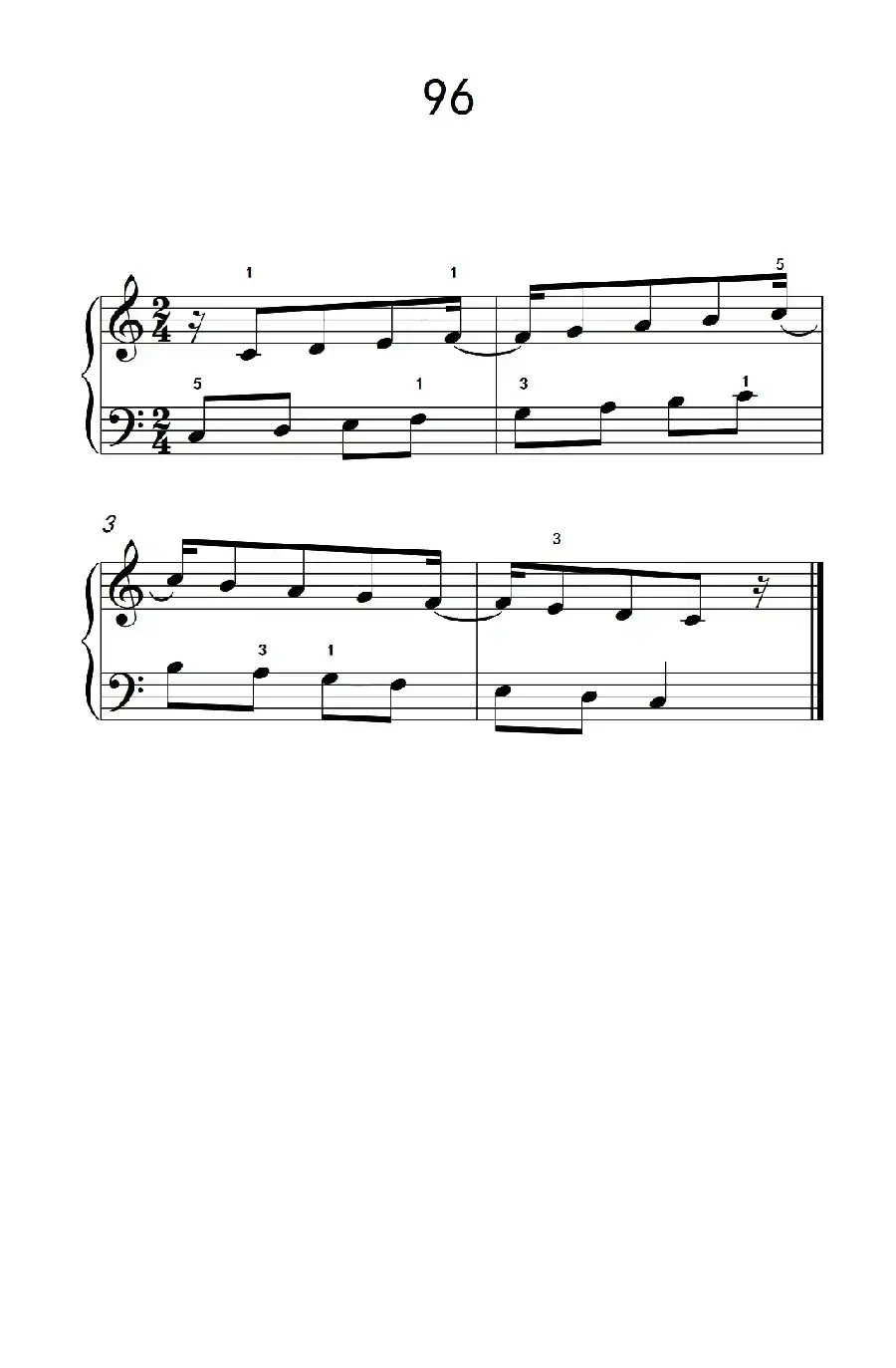 两手交替或交错弹奏的练习 96（儿童钢琴手指练习 2）