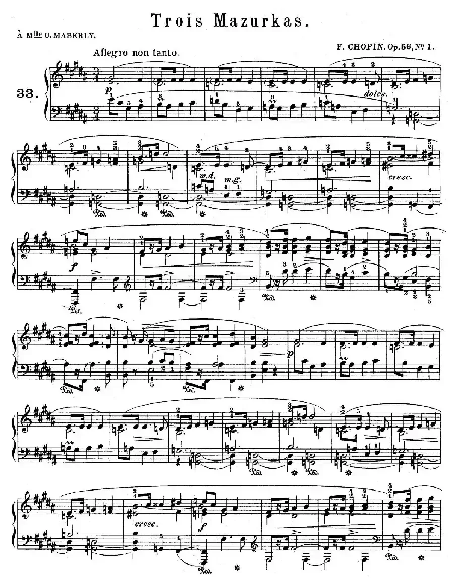 Trois Mazurkas Op.56（3首玛祖卡舞曲·1）