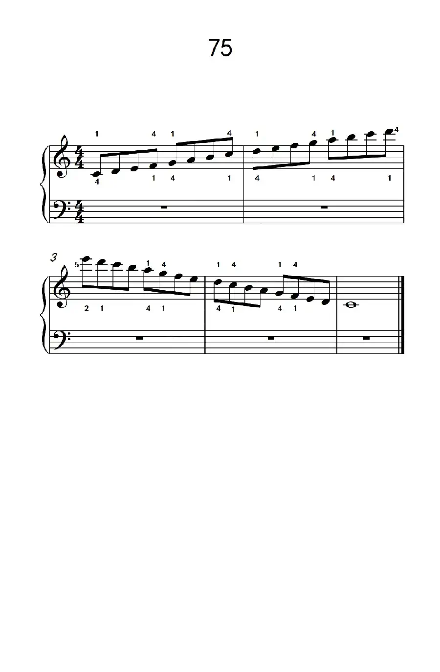 使大指灵活转动的单手练习 75(儿童钢琴手指练习 2)