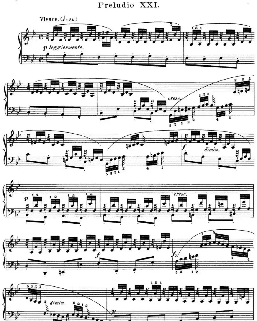 巴赫《平均律钢琴曲集·第一卷》之前奏曲（NO.21）