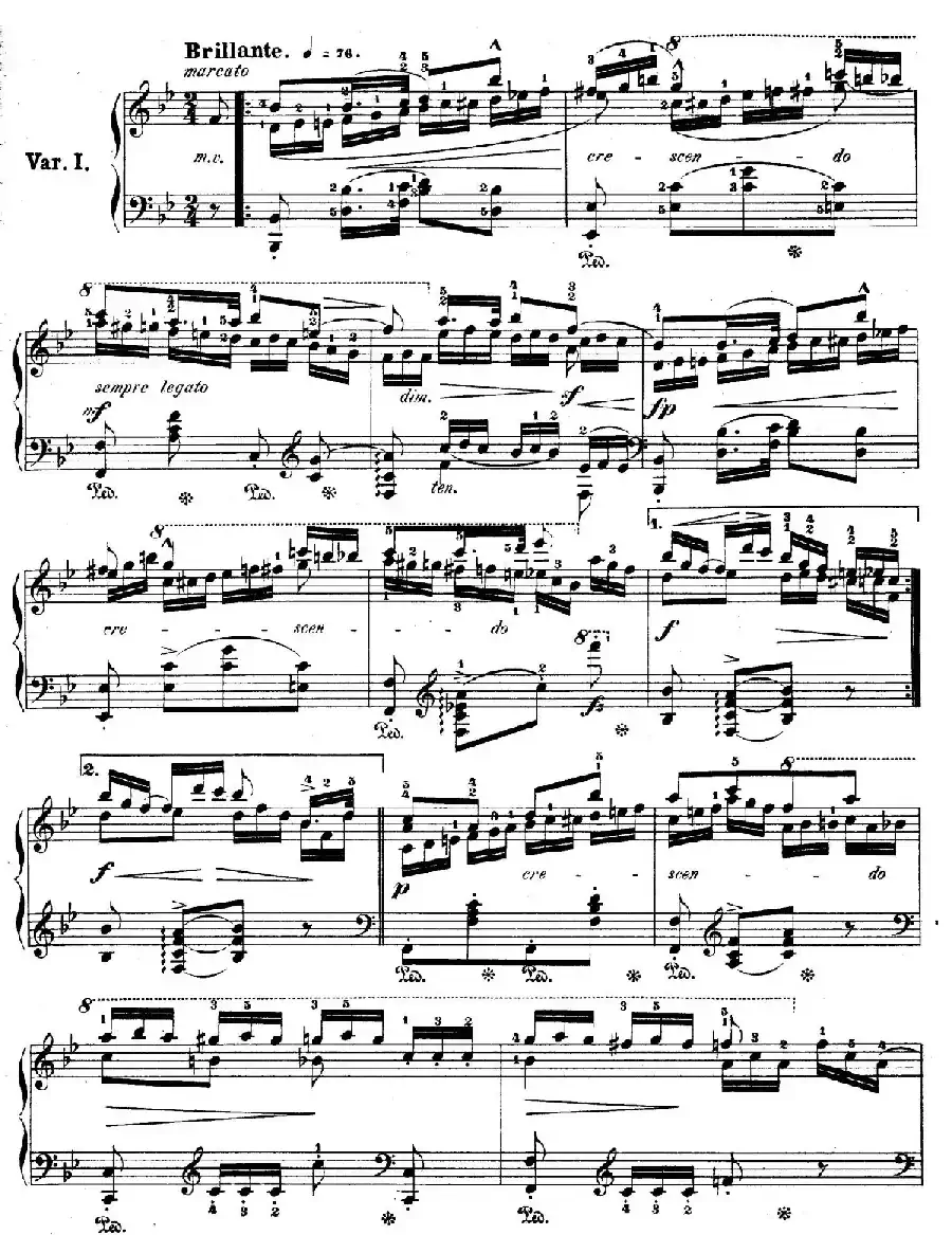降B大调莫扎特主题变奏曲 Op.2（为钢琴与乐队而作）