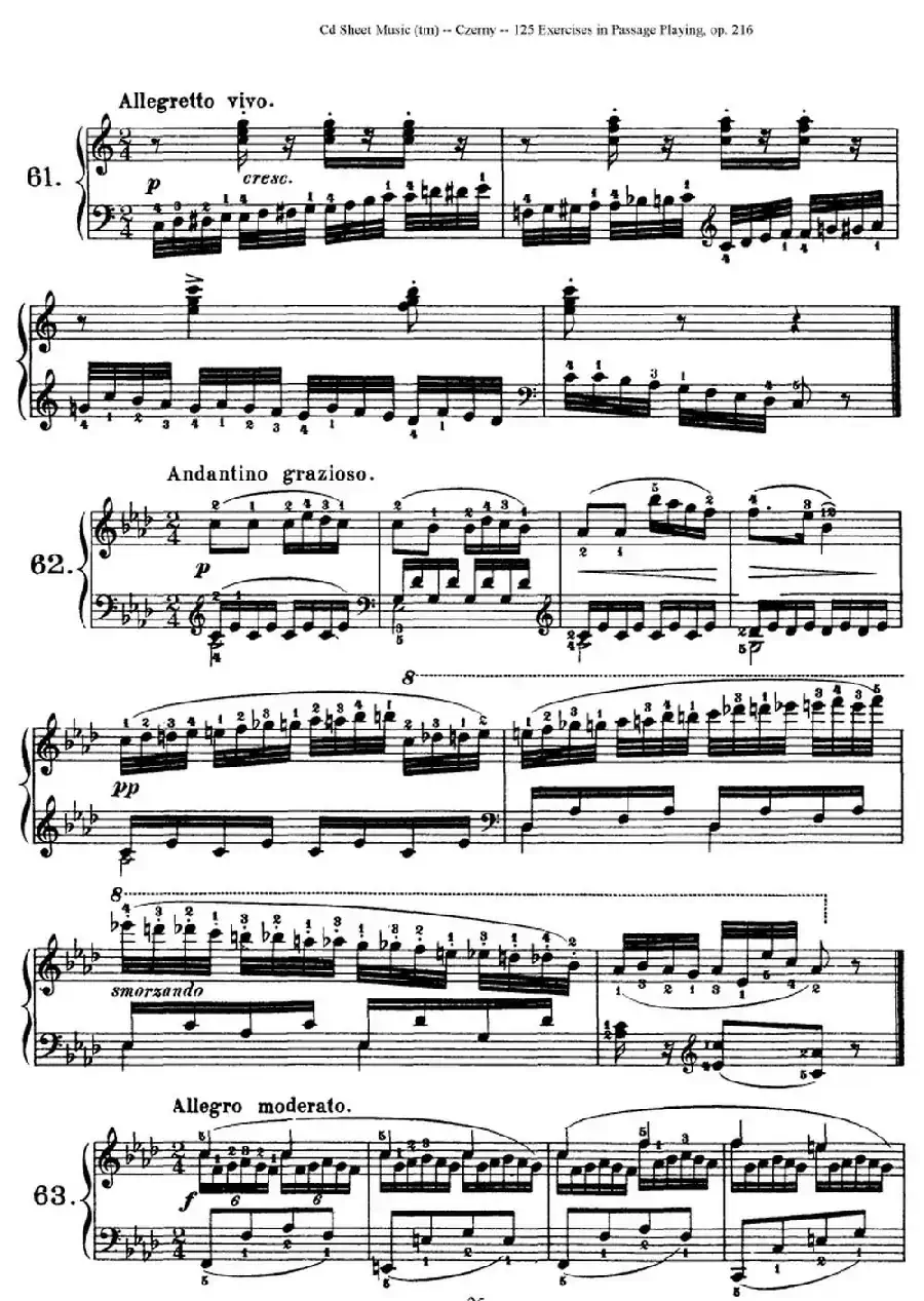 125 Exercises in Passage Playing Op.261（车尔尼125首钢琴短乐句练习曲（61——78））