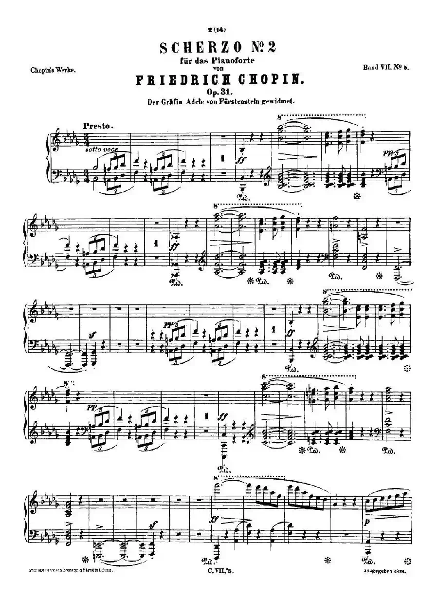 肖邦 钢琴谐谑曲 Chopin Scherzo（No.2 降b小调，Op.31）