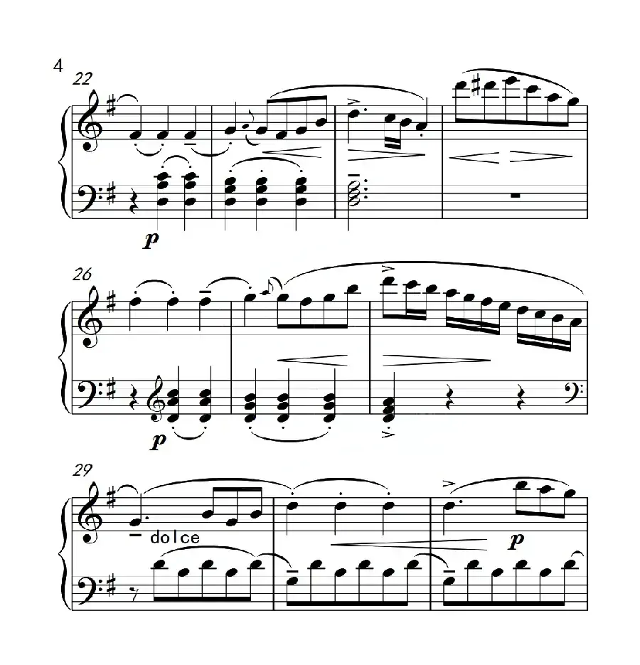 第四级A组 G大调小奏鸣曲(中国音乐学院钢琴考级作品1~6级)