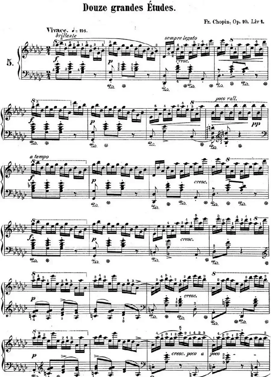 肖邦练习曲5 Op.10 No.5 黑键 降G大调 Gb major Black Key