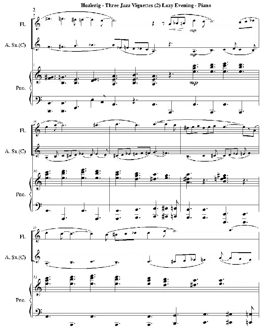 Three jazz vignettes（第二乐章）（三重奏钢琴分谱）