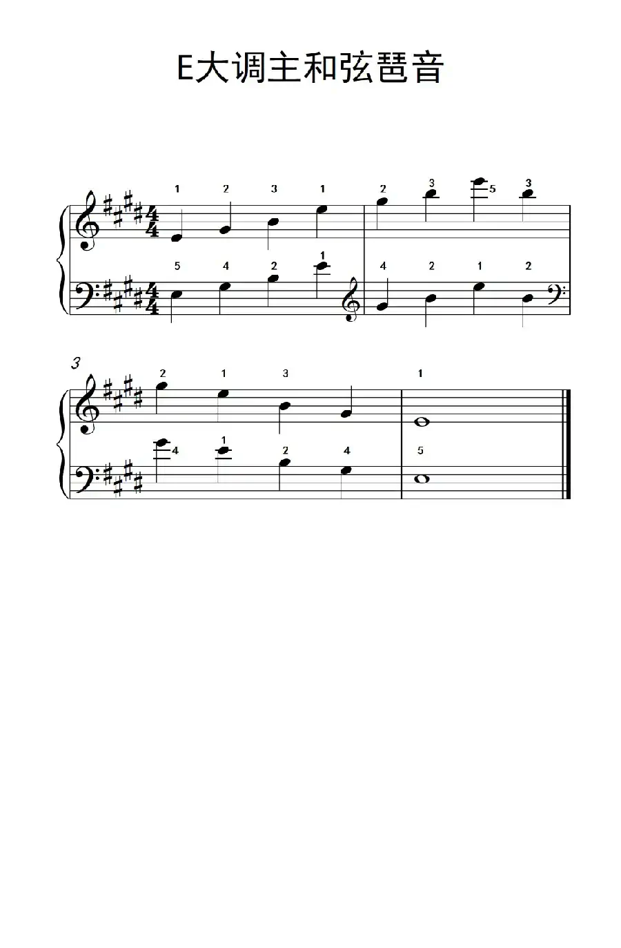 E大调主和弦琶音（孩子们的钢琴音阶、和弦与琶音 2）