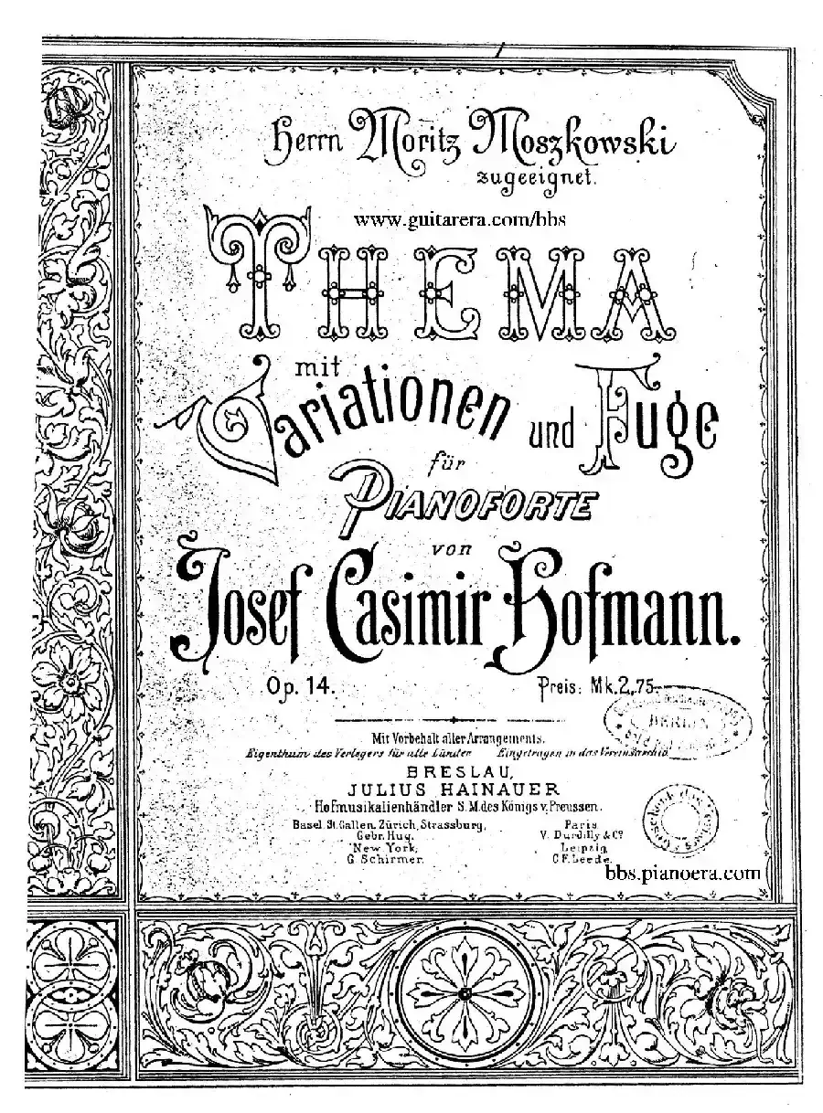 Theme with Variations and Fugue in F Major Op.14 （F大调主题变奏与赋格）