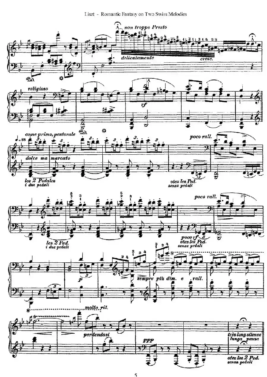 Romantic Fantasy on 2 Swiss Melodies Op.5（浪漫幻想曲）