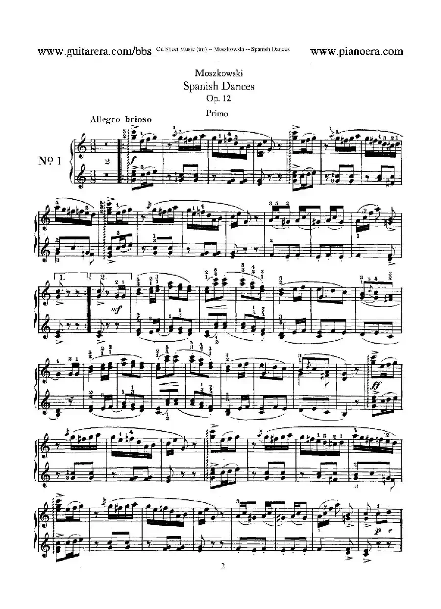 Spanish Dances Op.12（西班牙舞曲·四手联弹版）
