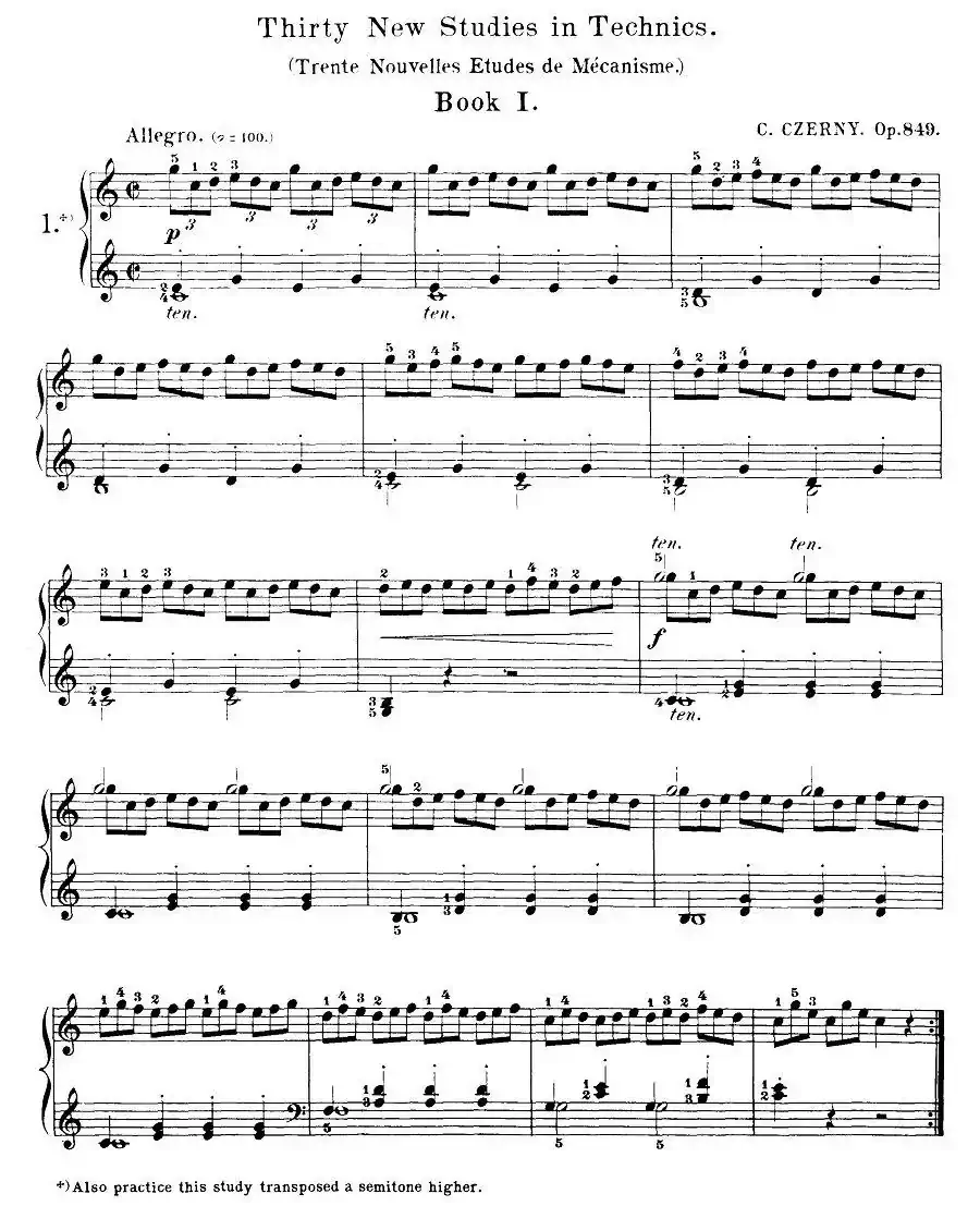 Czerny - 30 New Studies - 1（车尔尼Op849 - 30首练习曲）