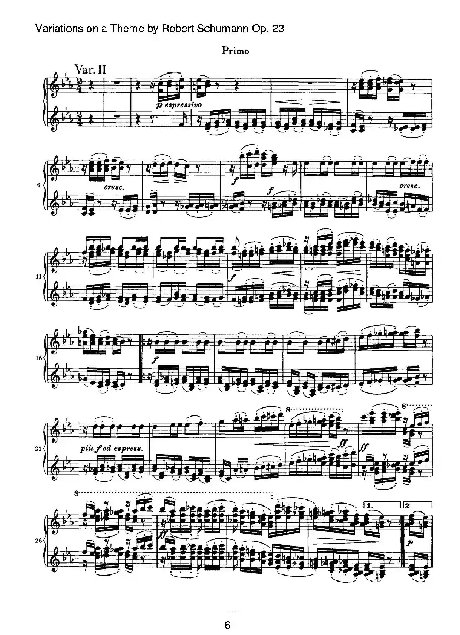 ​Variations on a Theme by Robert Schumann Op.23（舒曼主题变奏曲）（四手联弹）