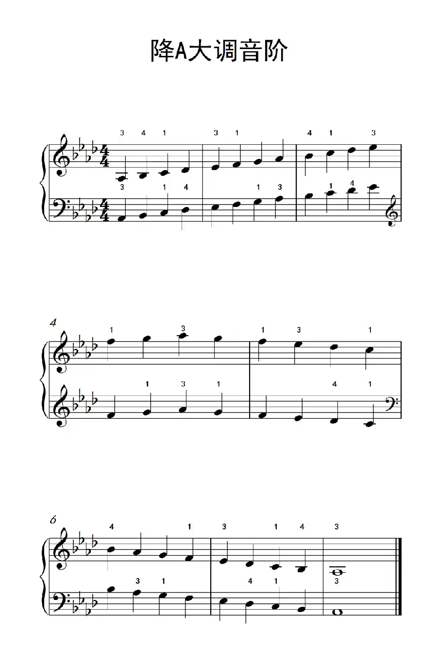 降A大调音阶(孩子们的钢琴音阶、和弦与琶音 2)