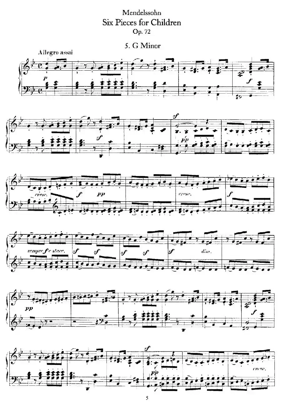 6 Pieces for Children Op.72（6首儿童钢琴曲5.g小调）