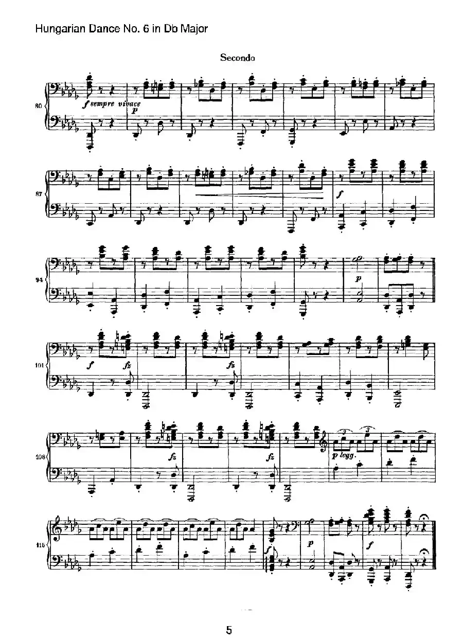 Hungarian Dance for four hands No 6 in Db Major