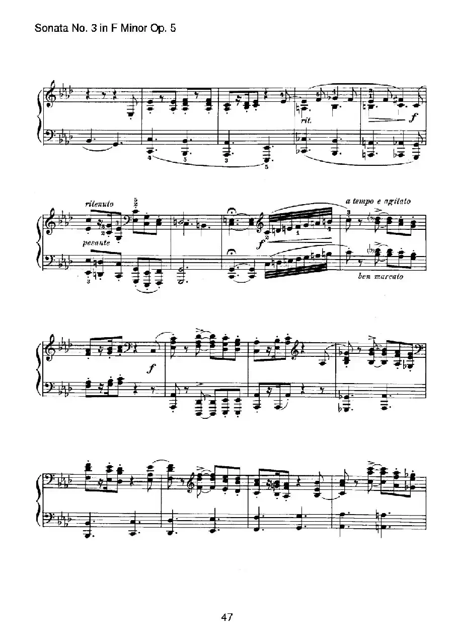 Piano Sonata No.3 in f Minor Op.5（f小调第三钢琴奏鸣曲）