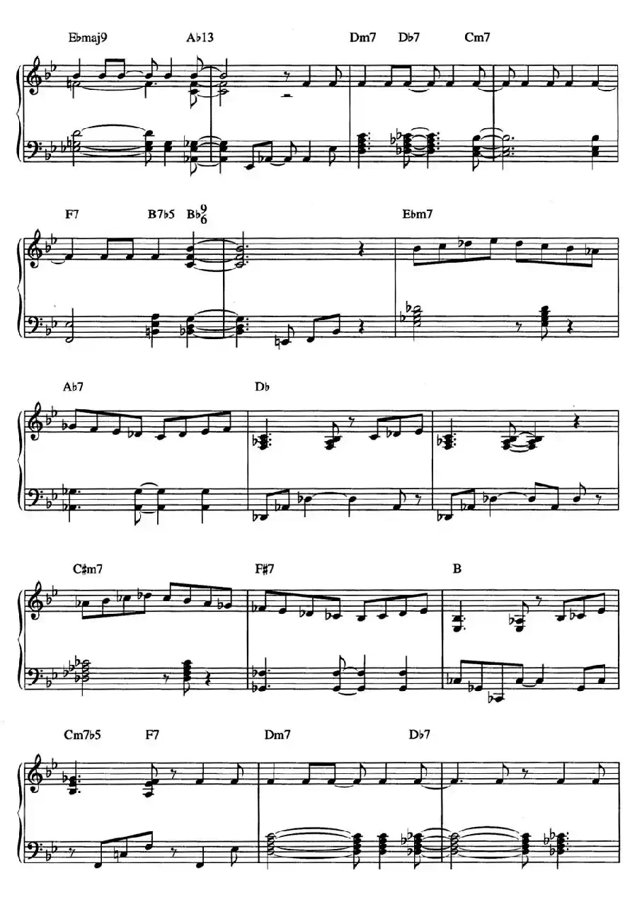 One Note Samba（samba de uma nota so）（爵士钢琴酒吧独奏钢琴谱）