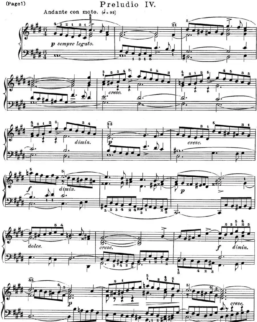 巴赫《平均律钢琴曲集·第一卷》之前奏曲(NO.4)