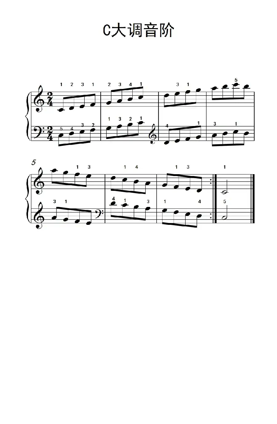 第二级 1.C大调音阶(中央音乐学院 钢琴(业余)考级教程 1-3级)