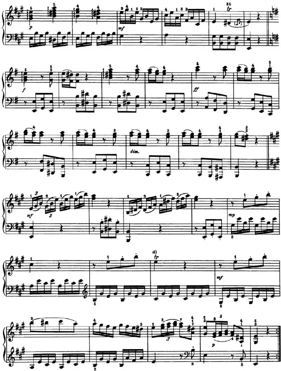 海顿 钢琴奏鸣曲 Hob XVI 5 Divertimento A major