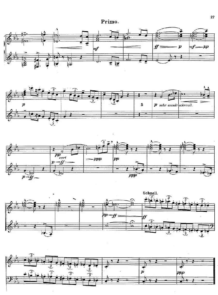 c小调第二交响曲“复活”（Ⅰ）（改编四手联弹版 ）