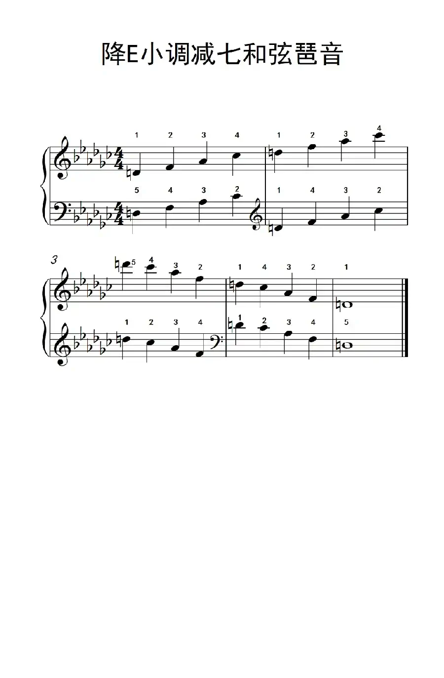 降E小调减七和弦琶音（孩子们的钢琴音阶、和弦与琶音 2）