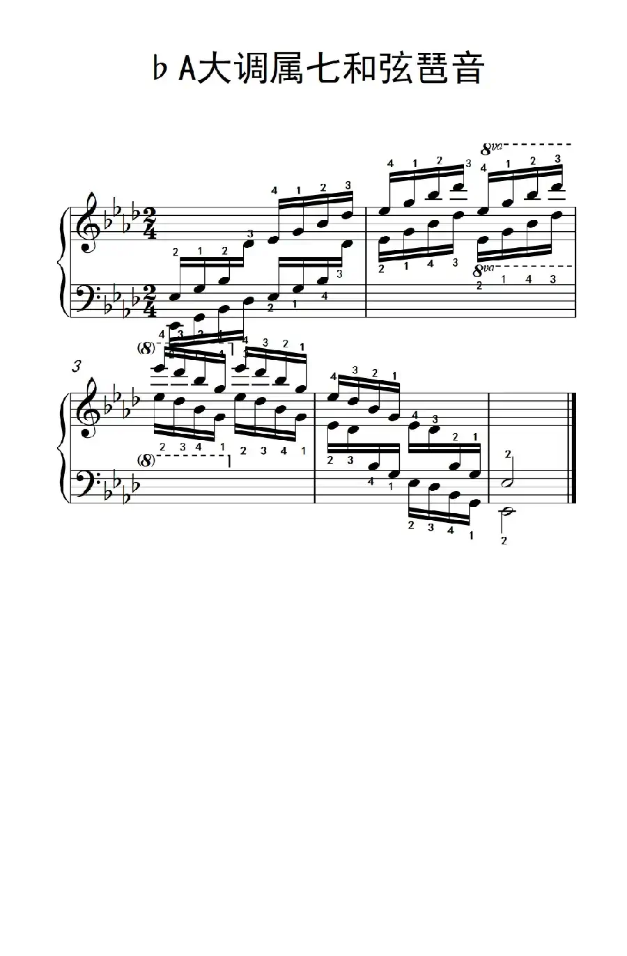 第六级 19.♭A大调属七和弦琶音（中央音乐学院 钢琴（业余）考级教程 4-6级）