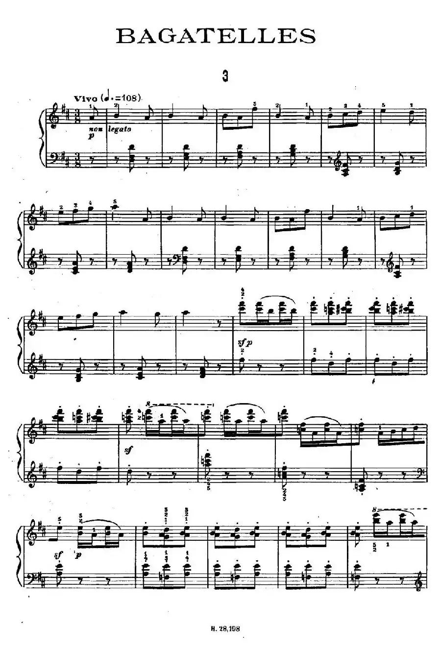 Ten Bagatelles Op.5（10首小品·3. D大调）