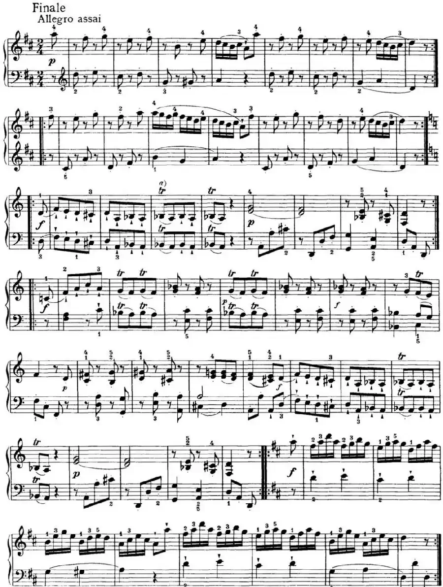 海顿 钢琴奏鸣曲 Hob XVI 19 Divertimento D major