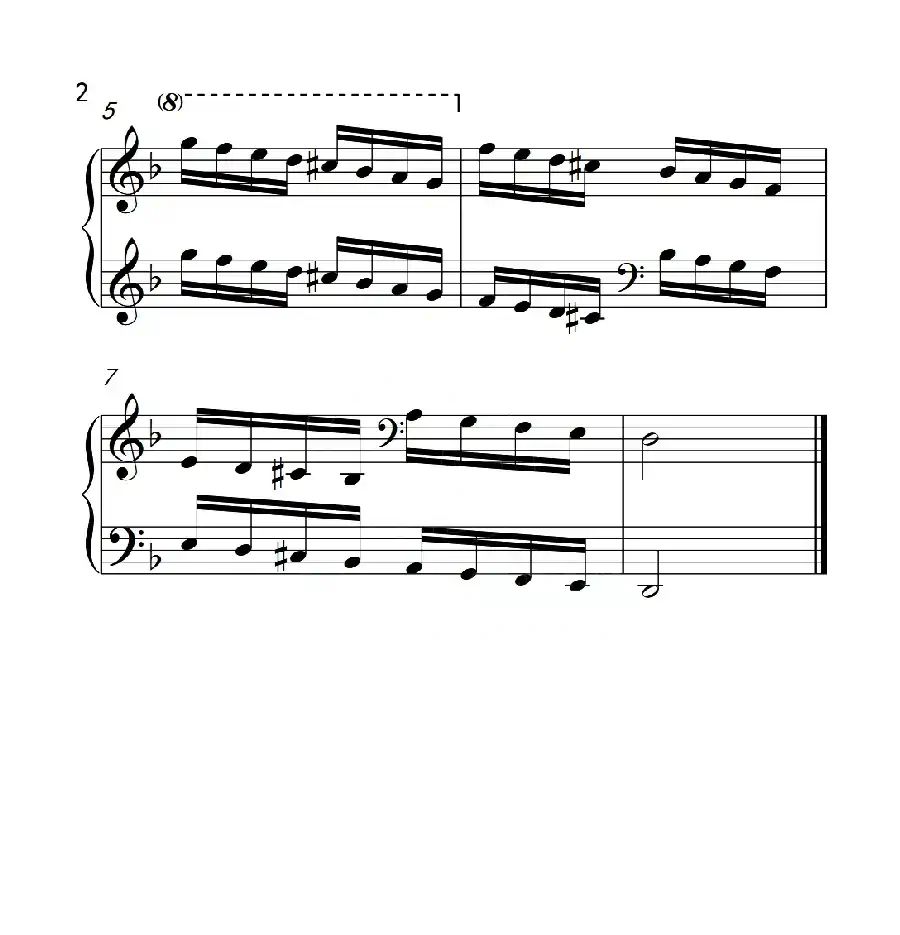 第四级 d小调音阶（中国音乐学院钢琴考级作品1~6级）