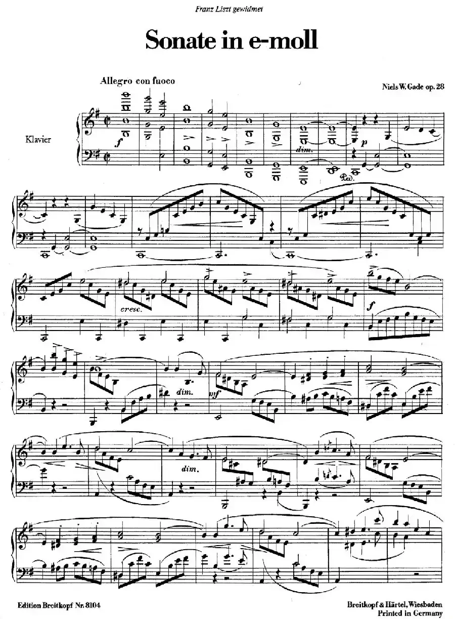 Piano Sonata in e Minor Op.28（e小调钢琴奏鸣曲）
