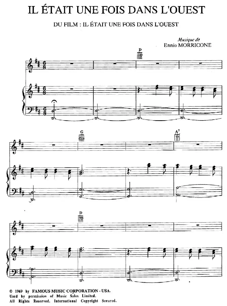 电影配乐大师莫瑞康最佳20首钢琴谱（Best of Ennio Morricone·1）