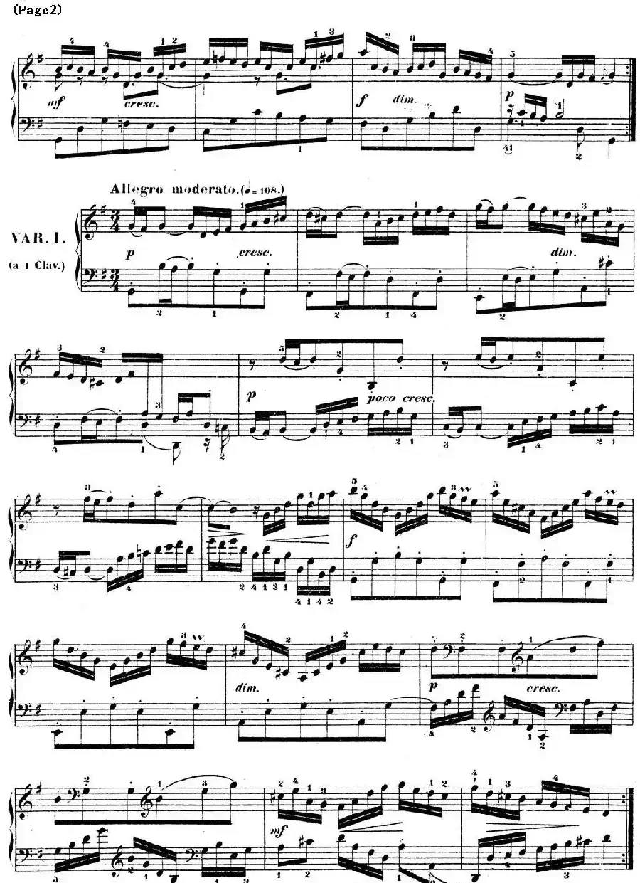 哥德堡变奏曲 巴赫 Goldberg Variationen BWV988