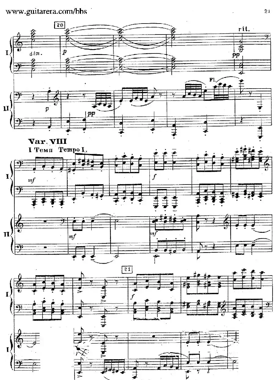Rhapsody On A Theme Of Paganini Op.43（帕格尼尼主题狂想曲·双钢琴）（P1——20）