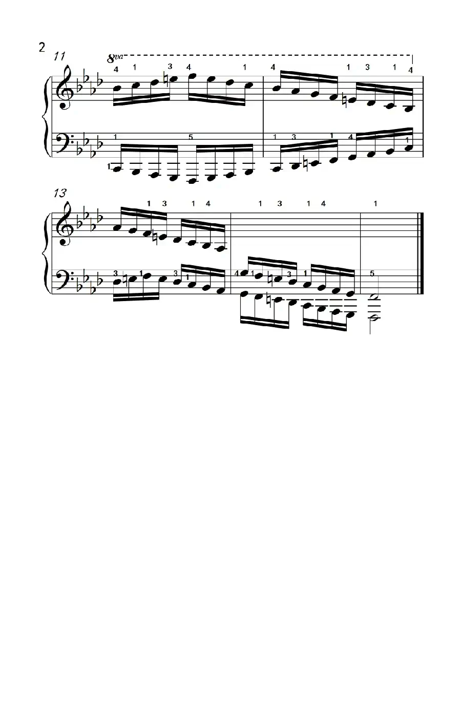 F小调音阶（反向四个八度）（孩子们的钢琴音阶、和弦与琶音 2）